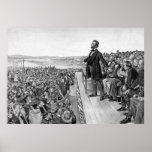 Lincoln Delivering The Gettysburg Address B&W Poster