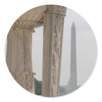 lincoln memorial washington monument round sticker