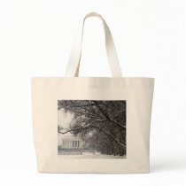 lincoln memorial winter snow tote bags