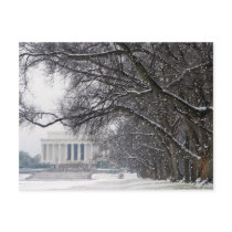 lincoln memorial winter snow postcards