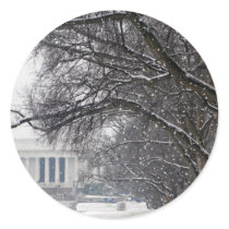 lincoln memorial winter snow round stickers