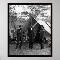 Lincoln, Pinkerton, and McClernand 1862 Print