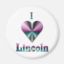 Lincoln - Purple & Turquoise Refrigerator Magnets