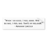 Lincoln's Religion bumper stickers