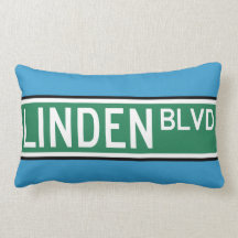 Linden Boulevard Sign Throw Pillow