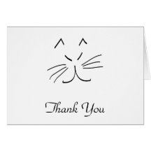 Line Drawing of a Cat Thank You Card