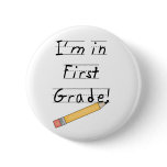 Lined Paper and Pencil First Grade Button