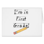 Lined Paper and Pencil First Grade Greeting Card