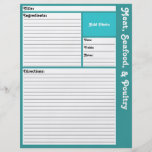 Lined Recipe Page (Aqua) Full Color Flyer