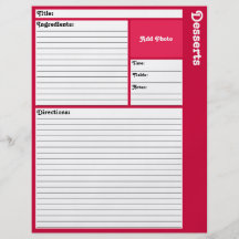 Lined Recipe Page (Magenta) Full Color Flyer
