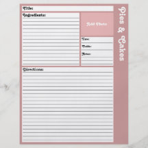 Lined Recipe Page (Mauve) Full Color Flyer