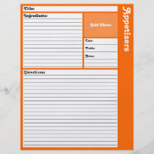 Lined Recipe Page (Orange) Full Color Flyer