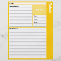 Lined Recipe Page (Yellow) Custom Flyer