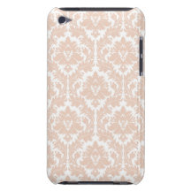 Linen Beige Damask Pattern Barely There iPod Cover