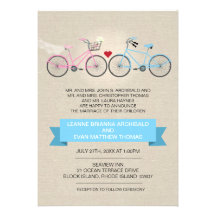 Linen Style Bicycle Wedding Announcement