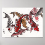 LinLi Chinese Watercolor Art Print - KOI Fish #3