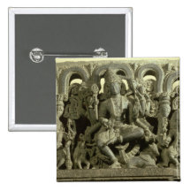 Lintel depicting The Trinity: Siva, Brahma and Vis Pinback Button