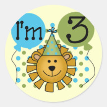 Lion 3rd Birthday T-shirts and Gifts Stickers
