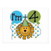 Lion 4th Birthday T-shirts and Gifts Postcards
