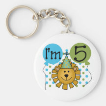 Lion 5th Birthday T-shirts and Gifts Keychain