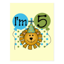Lion 5th Birthday T-shirts and Gifts Post Cards