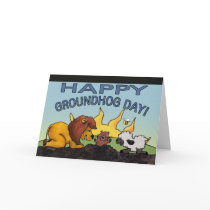 Lion and Lamb-Groundhog Day Surprise Card