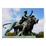 Lion and man statue cards