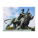 Lion and man statue postcards