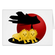 Lion Cub Pair on African Savanna Card
