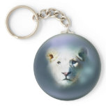 Lion emerging out of the blue keychain