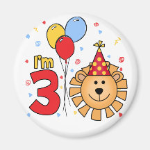 Lion Face 3rd Birthday Magnet