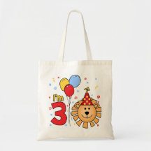 Lion Face 3rd Birthday Tote Bags