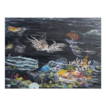 Lion fish painting on photographic print