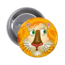 Lion Head Pinback Button