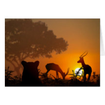 Lion Hunt Greeting Cards