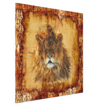 Lion King of the Jungle Egyptian Grunge Art Canvas Gallery Wrapped Canvas