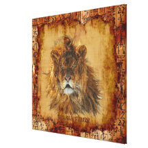Lion King of the Jungle Egyptian Grunge Art Canvas Gallery Wrapped Canvas