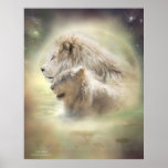 Lion Moon Art Poster posters