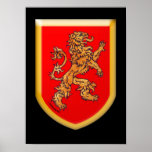Lion on Red shield print