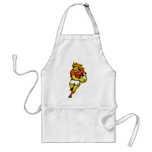 Lion playing rugby running with ball cartoon apron