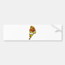Lion playing rugby running with ball cartoon bumper stickers