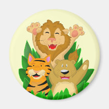 Lion Tiger and Bear Cartoon Magnet