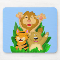 Lion Tiger and Bear Cartoon Mousepad