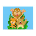 Lion Tiger and Bear Cartoon Postcard