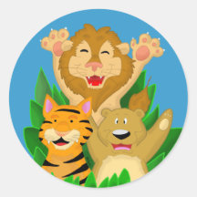 Lion Tiger and Bear Cartoon Sticker
