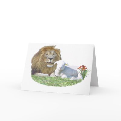 lionandlamb greeting cards by peter222999