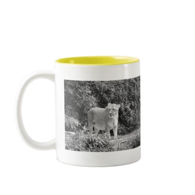 Lioness (black & white) coffee mugs by crittercircus