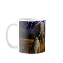 Lions and elephant in Africa Coffee Mug
