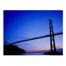Lions Gate Bridge, at dusk, Vancouver, British Col Post Card
