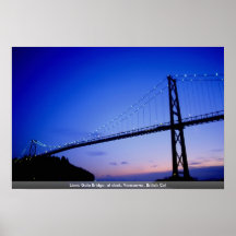 Lions Gate Bridge, at dusk, Vancouver, British Col Poster